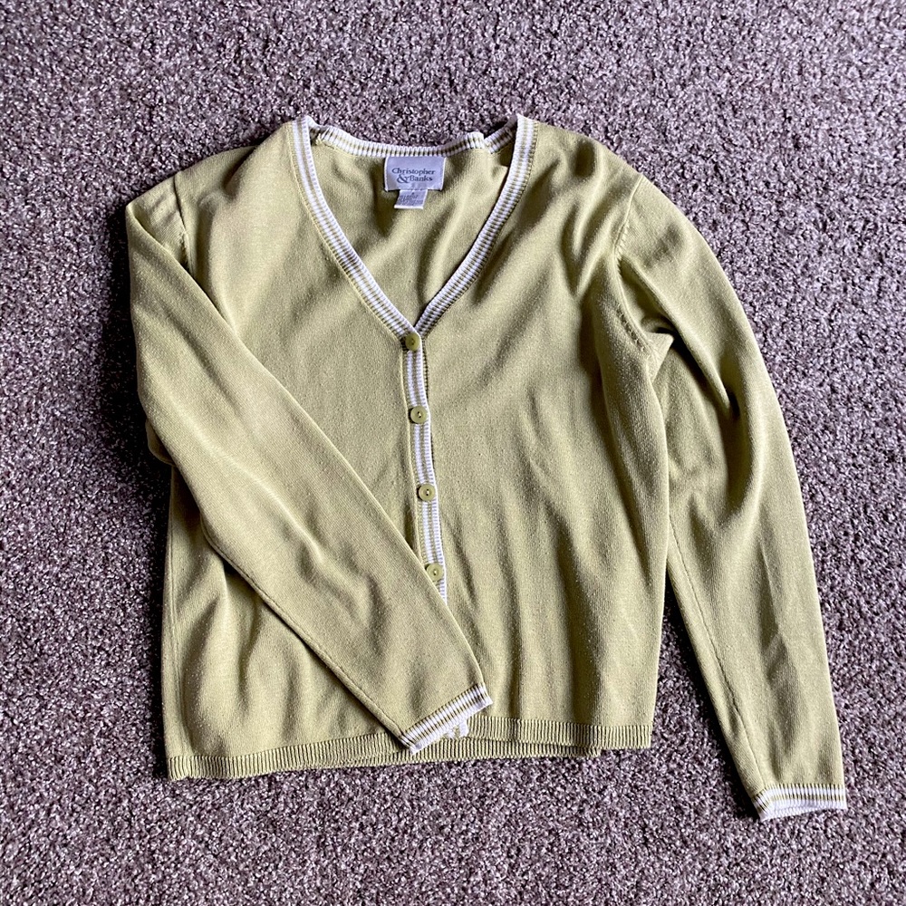 vintage green christopher & banks cardigan